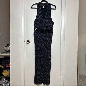 Vintage Virgo II Polka Dot Jumpsuit with Belt & Pockets